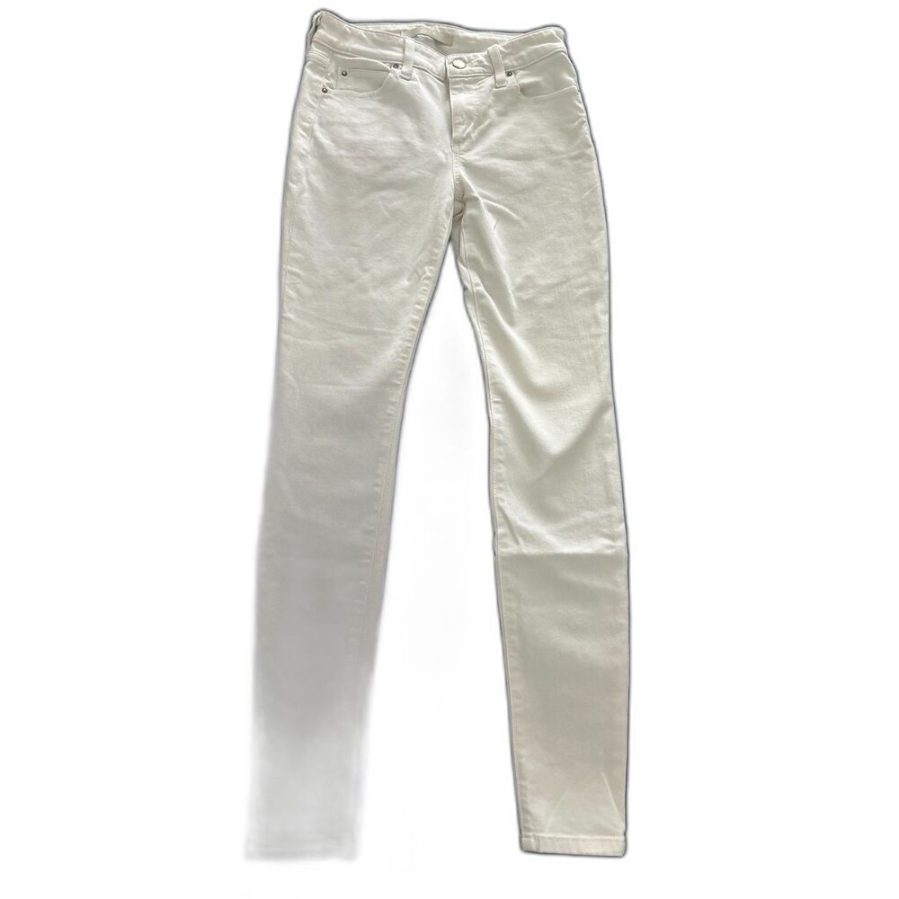 Joe's Jeans The Icon Skinny Mid Rise White Jeans Marlie Stain Resistant Sz 25
